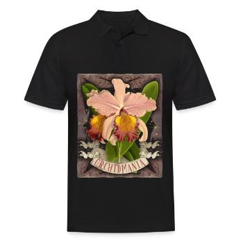 Illustration botanique d’orchidée vintage disant - Polo Homme - noir - Devant - Kai (181cm)