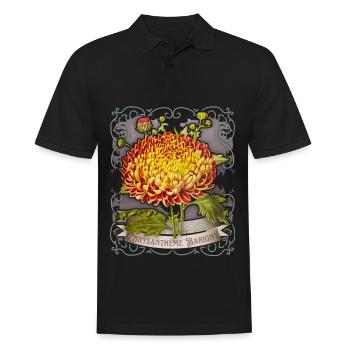 Vintage Chrysantheme botanische Illustration - Männer Poloshirt - Schwarz - Vorne - Kai (181cm)