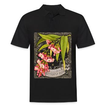 Schmetterlingsflieder alte botanische Illustration - Männer Poloshirt - Schwarz - Vorne - Kai (181cm)