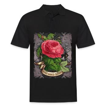 Antique rose vintage botanical illustration - Men's Polo Shirt - black - Front - Kai (181cm)