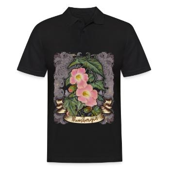 Vintage Thunbergia Blume botanische Illustration - Männer Poloshirt - Schwarz - Vorne - Kai (181cm)