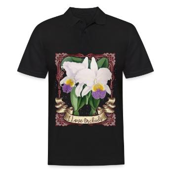 Vintage Orchid Illustration, I-Love-Orchids - Men's Polo Shirt - black - Front - Kai (181cm)