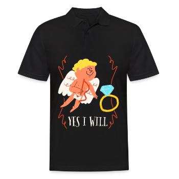 Marriage proposal Wedding Proposal Wedding Angel Saying - Men's Polo Shirt - black - Front - Kai (181cm)