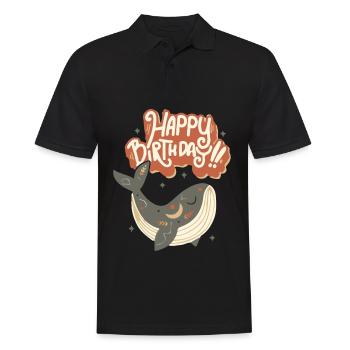 Joyeux anniversaire drôle de baleine Dire - Polo Homme - noir - Devant - Kai (181cm)