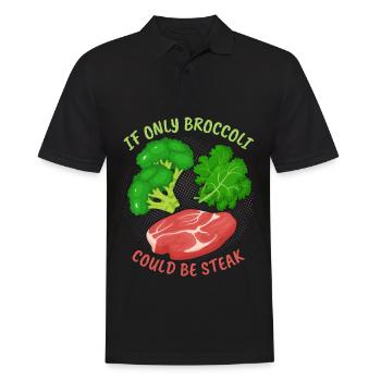 Brokkoli, Steak, lustiger Spruch für Fleischesser - Männer Poloshirt - Schwarz - Vorne - Kai (181cm)