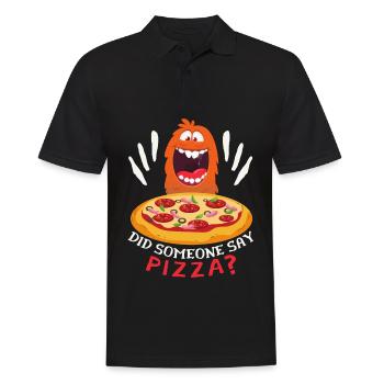 Funny Pizza Monster, Pizza Saying Comic - Men's Polo Shirt - black - Front - Kai (181cm)