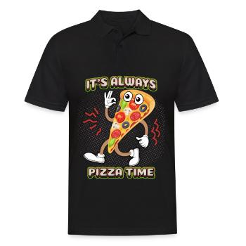 Pizza comique, drôle de dicton de pizza, pizza de dessin animé - Polo Homme - noir - Devant - Kai (181cm)
