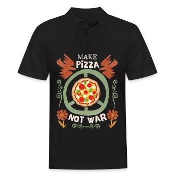 Friedenssymbol Friedenszeichen Pizza-Spruch No-War - Männer Poloshirt - Schwarz - Vorne - Kai (181cm)
