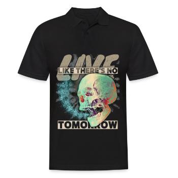 Vintage Totenkopf Memento-Mori grunge-Schädel - Männer Poloshirt - Schwarz - Vorne - Kai (181cm)