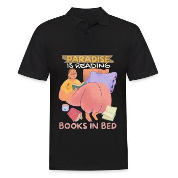 Book, Reading Books in Bed, Bookworm Boho Style - Men's Polo Shirt - black - Front - Kai (181cm)
