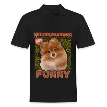 Pomeran, Spitz illustration vintage, chien disant - Polo Homme - noir - Devant - Kai (181cm)