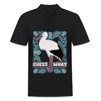 Stork, rattle stork motif, pregnant saying - Men's Polo Shirt - black - Front - Kai (181cm)