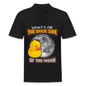 Comic Ente, Gummiente lustiger Spruch mit Mond - Männer Poloshirt - Schwarz - Vorne - Kai (181cm)