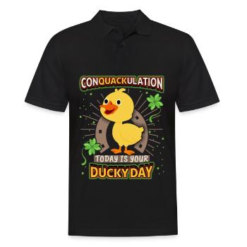 Comic Duck, Funny Saying, Pun - Men's Polo Shirt - black - Front - Kai (181cm)