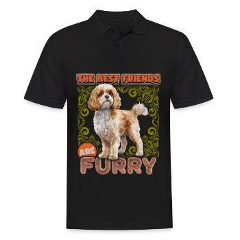 Illustration vintage de chien Cavapoo, drôle de dicton - Polo Homme - noir - Devant - Kai (181cm)
