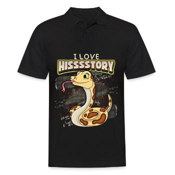 Kawaii snake in comic style, funny saying - Men's Polo Shirt - black - Front - Kai (181cm)
