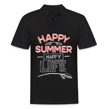Summer Summer, Happy-Summer Saying - Men's Polo Shirt - black - Front - Kai (181cm)