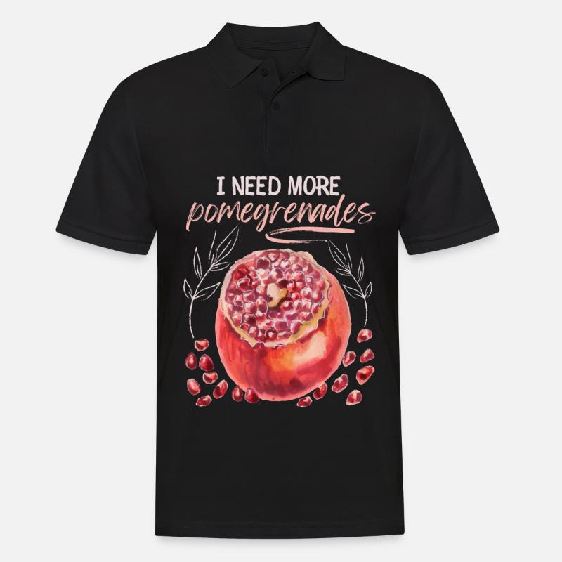 Granatapfel Illustration, Aquarell, Spruch - Männer Poloshirt - Schwarz