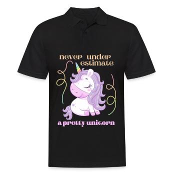 Lustiger Einhorn Spruch, Kawaii Unicorn Comic - Männer Poloshirt - Schwarz - Vorne - Kai (181cm)