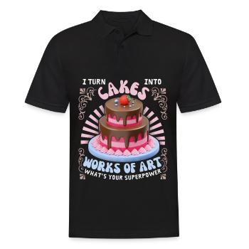 Kuchen backen, Torte, Bäcker, lustiger Spruch - Männer Poloshirt - Schwarz - Vorne - Kai (181cm)