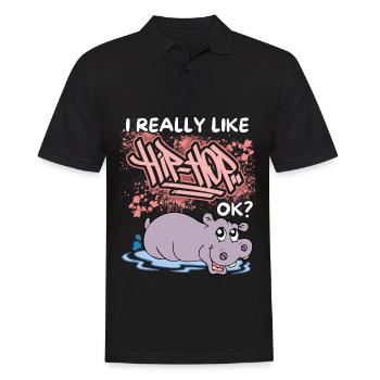 Lustiges Nilpferd, Flusspferd, Hip-Hop Spruch, Pun - Männer Poloshirt - Schwarz - Vorne - Kai (181cm)