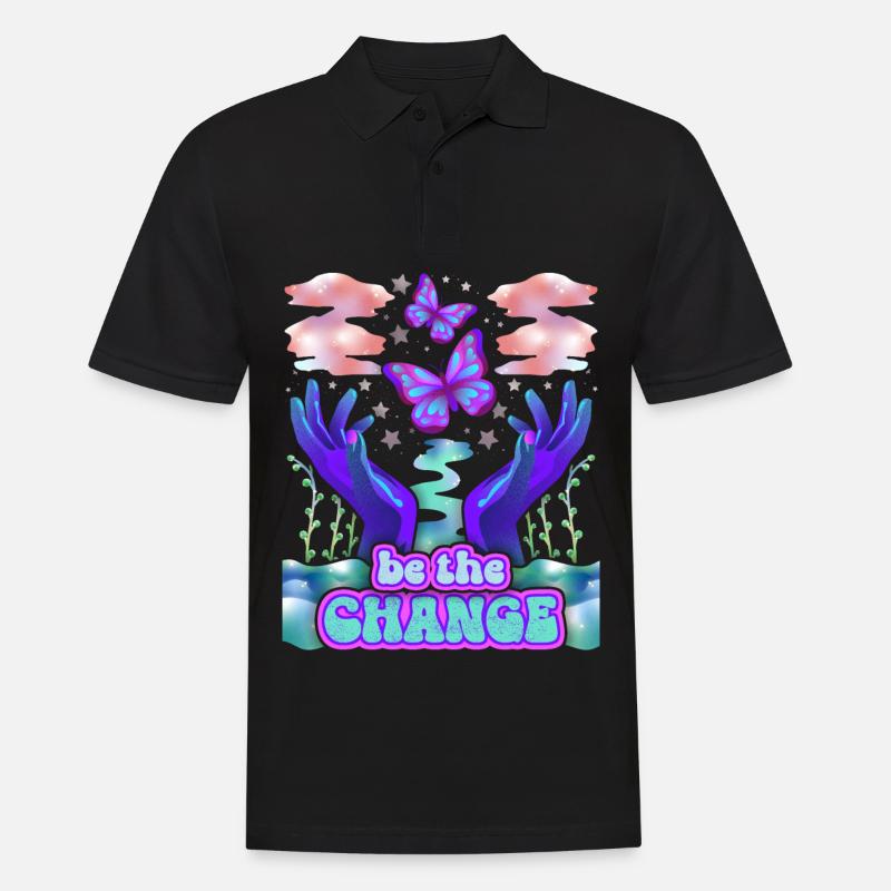Psychedelische Schmetterlinge, Spruch - Männer Poloshirt - Schwarz