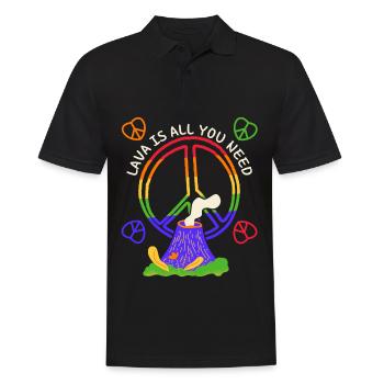 Frieden-Symbol, Friedenszeichen mit Vulkan, Pun - Männer Poloshirt - Schwarz - Vorne - Kai (181cm)