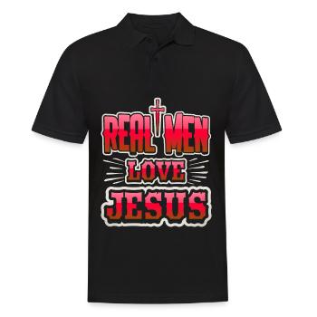 Jésus-Christ, disant que les vrais hommes aiment Jésus - Polo Homme - noir - Devant - Kai (181cm)