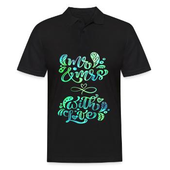 Mr & Mrs, Amour-Amour, Mariage, Typographie de mariage - Polo Homme - noir - Devant - Kai (181cm)
