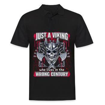 Wikinger Krieger, lustiger Spruch, Cartoon-Stil - Männer Poloshirt - Schwarz - Vorne - Kai (181cm)