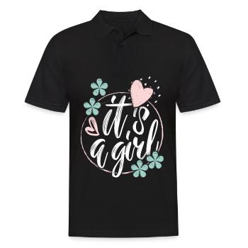 Bébé-fille, disant que c’est une fille, grossesse - Polo Homme - noir - Devant - Kai (181cm)