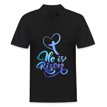 Ostern Jesus Christus Auferstehung Spruch - Männer Poloshirt - Schwarz - Vorne - Kai (181cm)