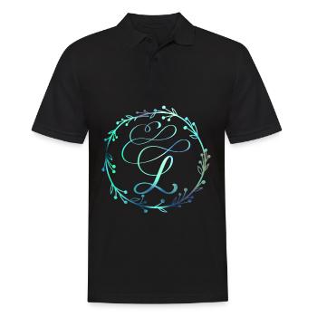 Monogram, Letter L, Calligraphy Ornament - Men's Polo Shirt - black - Front - Kai (181cm)