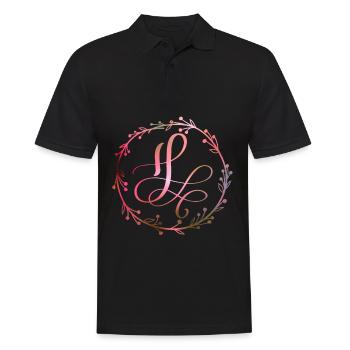 Monogram, Letter H, Calligraphy Ornament - Men's Polo Shirt - black - Front - Kai (181cm)