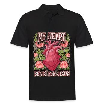 Anatomical heart, Jesus Christ saying, vintage - Men's Polo Shirt - black - Front - Kai (181cm)
