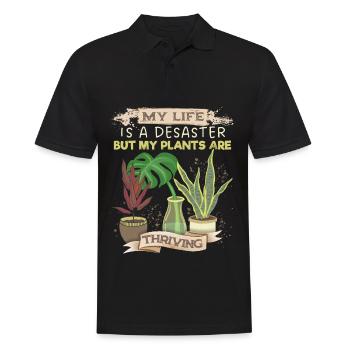 Plant-Daddy Plant-Mommy, lustiger Pflanzen Spruch - Männer Poloshirt - Schwarz - Vorne - Kai (181cm)