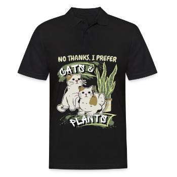 Chats et plantes, drôle de dicton ironique - Polo Homme - noir - Devant - Kai (181cm)