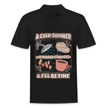 Hangover strong coffee and shower funny saying - Men's Polo Shirt - black - Front - Kai (181cm)