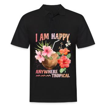 Kokonuss Cocktail, Hibiskus, Tropen Südsee, Spruch - Männer Poloshirt - Schwarz - Vorne - Kai (181cm)