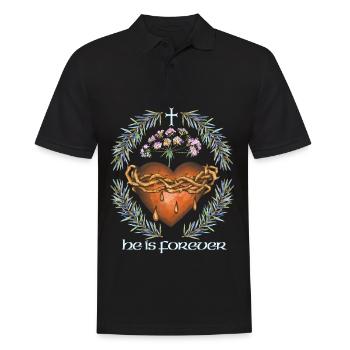 Jesus, Jesus Christus, Herz mit Dornenkrone - Männer Poloshirt - Schwarz - Vorne - Kai (181cm)