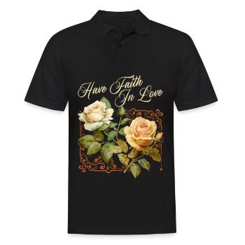 Vintage Roses, Victorian Rose, Love Saying - Men's Polo Shirt - black - Front - Kai (181cm)