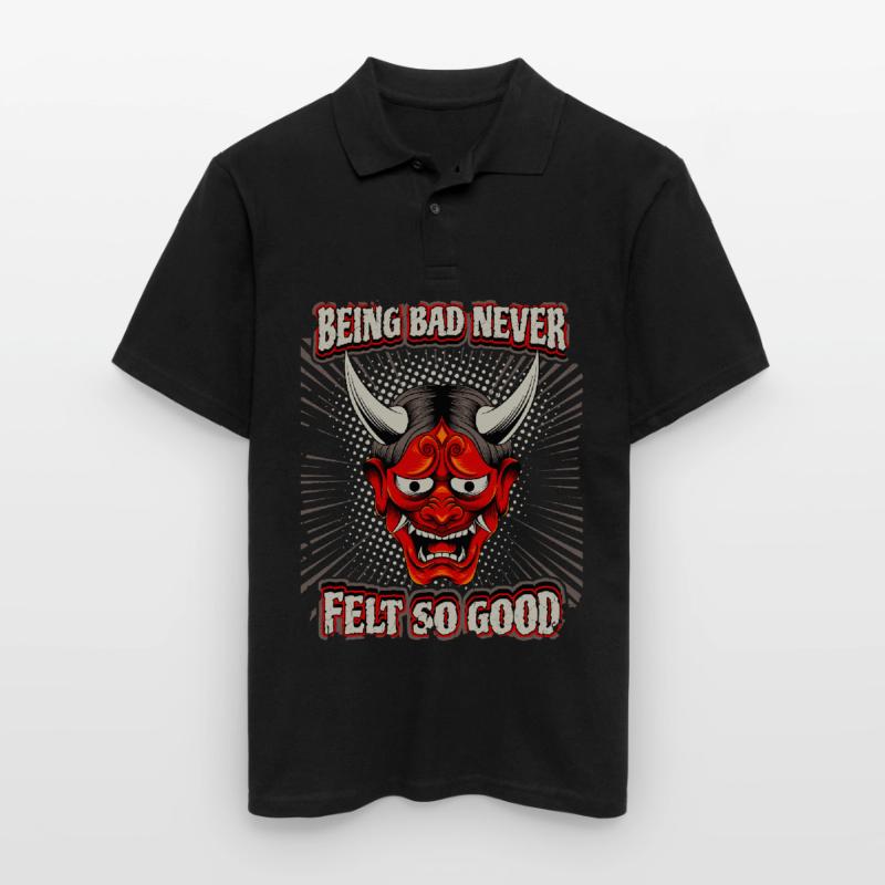 Funny Devil Saying, Devil's Mask, Comic Style Men's Polo Shirt