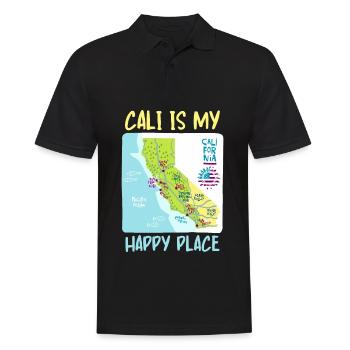 Californie, Californie Amour, Carte, Dicton - Polo Homme - noir - Devant - Kai (181cm)