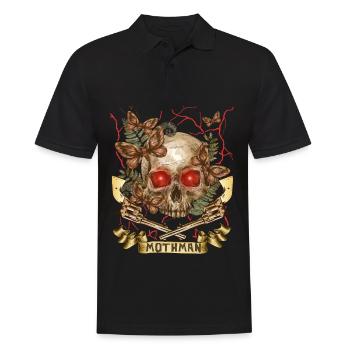 Mothman, Mottenmann, Skull, Totenkopf Pistolen - Männer Poloshirt - Schwarz - Vorne - Kai (181cm)