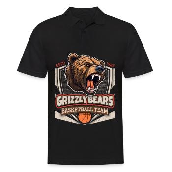 Basket-ball, Équipe des Grizzly-Bears, Logo Grizzlybären - Polo Homme - noir - Devant - Kai (181cm)