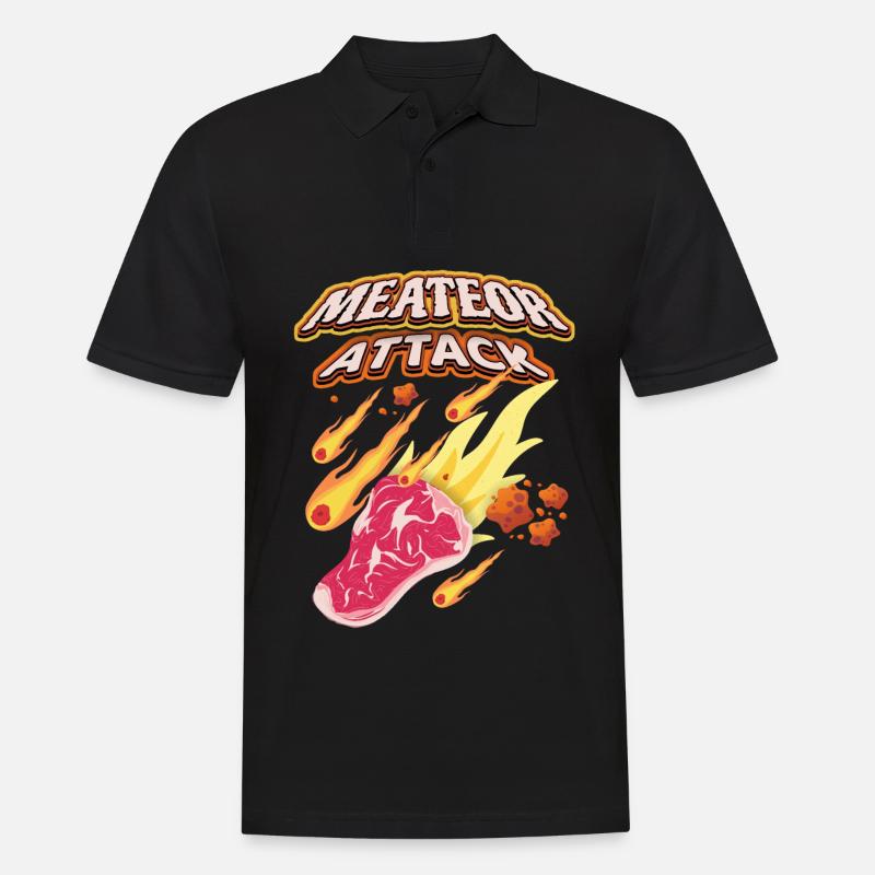 Steak, Fleisch, lustiger Spruch - Männer Poloshirt - Schwarz