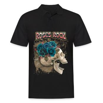 Skull, skull with black roses, saying - Men's Polo Shirt - black - Front - Kai (181cm)