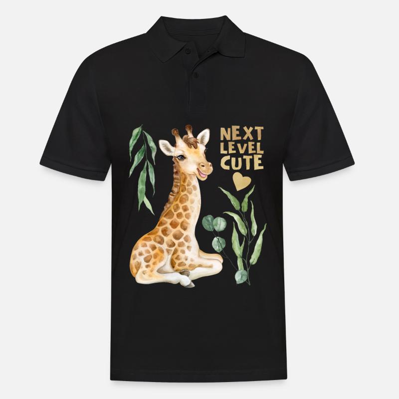 Comic Giraffe, lustiger Spruch - Männer Poloshirt - Schwarz