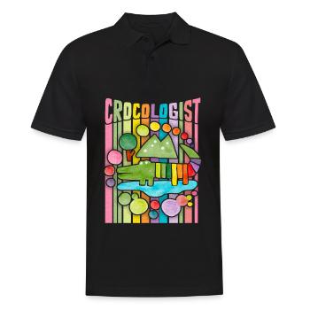 Funny Crocodile Saying, Crocologist Rainbow - Men's Polo Shirt - black - Front - Kai (181cm)