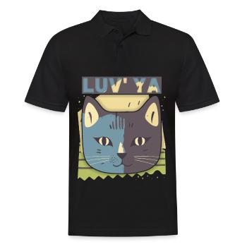 Chat de la Saint-Valentin, tête de chat, déclaration d’amour - Polo Homme - noir - Devant - Kai (181cm)